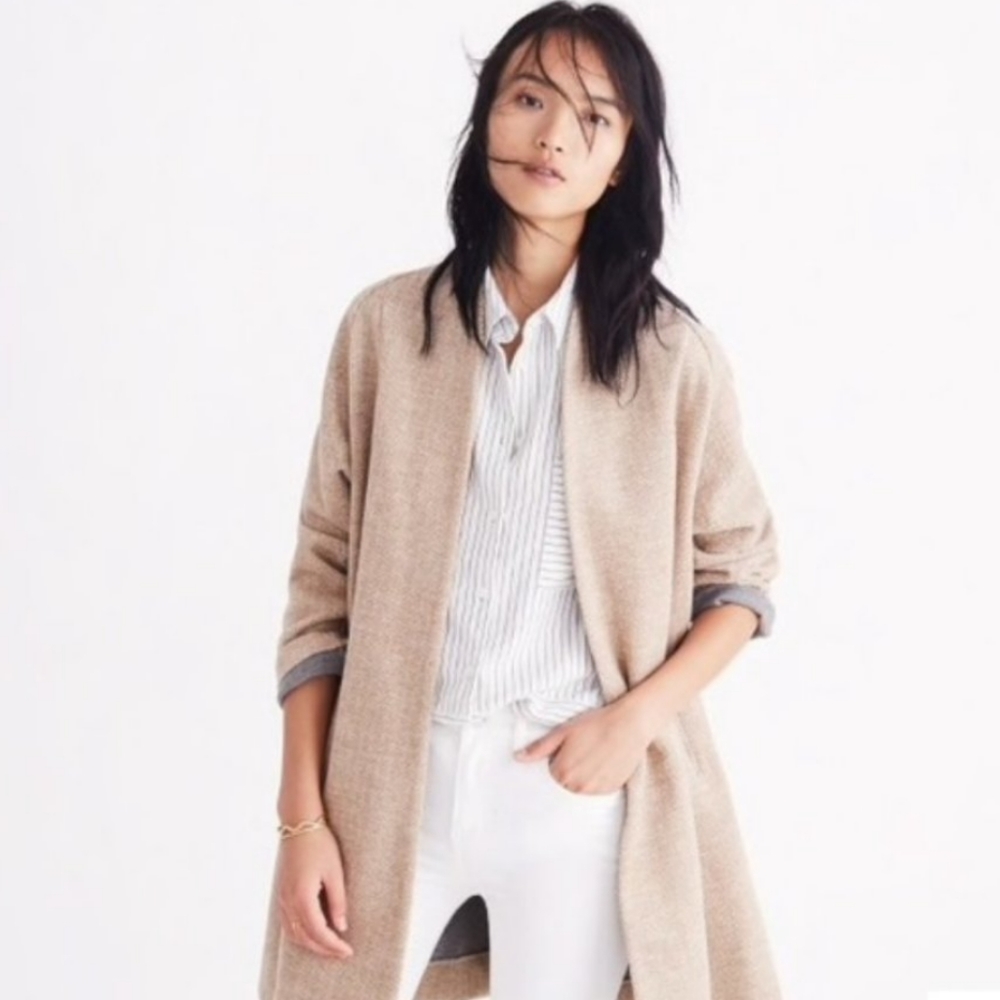 MADEWELL S Stanza Camel Herringbone Coat - Picture 3 of 15